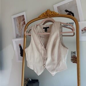 Forever 21 Cream Button-Up Vest